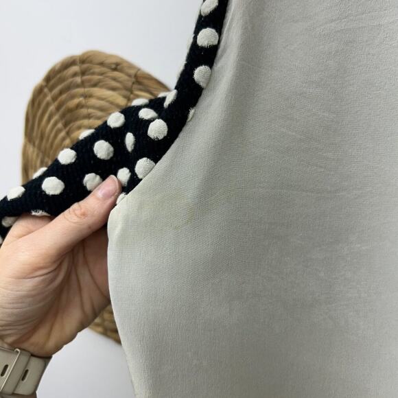 $195 Sandro Paris Designer Neutral Black White Knit Polka Dot Top Blouse Medium - Picture 8 of 8